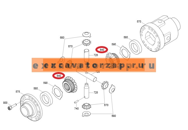 Шестерня 0501.325.490, 0501325490, 0501-325-490 (АНАЛОГ) дифференциала переднего, заднего моста экскаватора HYUNDAI R140W9, R140W9S