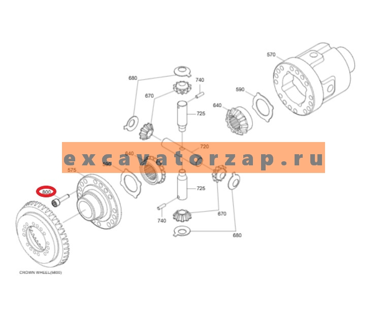 Винт 0636.115.239, 0636115239, 0636-115-239 (АНАЛОГ) дифференциала переднего, заднего мостов экскаватора HYUNDAI R170W7, R170W7A, R170W9S, R180W9S