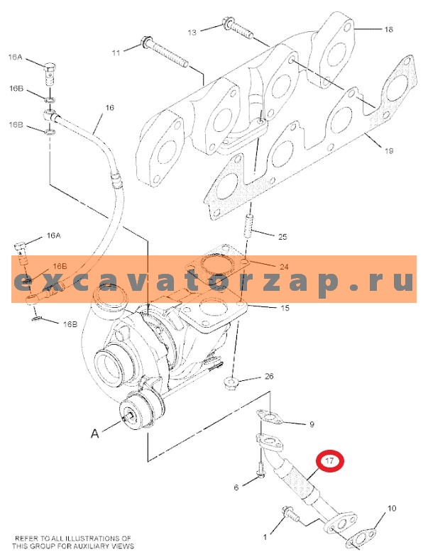 Трубка 3584A001 турбокомпрессора двигателя PERKINS