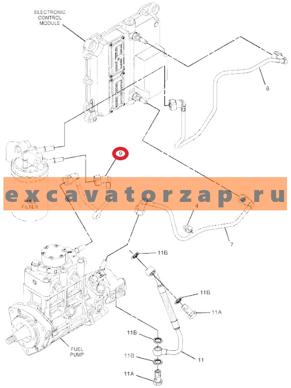 Трубка топливная 3531A046 двигателя PERKINS