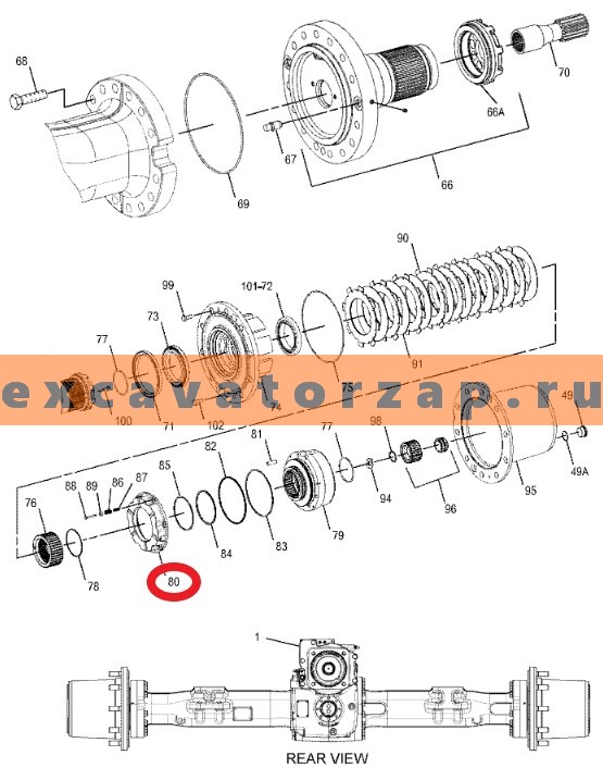 Поршень 4472.347.023, 4472347023, 4472-347-023 моста экскаватора Doosan