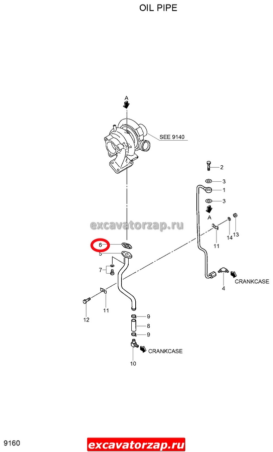 Прокладка патрубка турбокомпрессора 34336-04100 двигателя экскаватора Hyundai