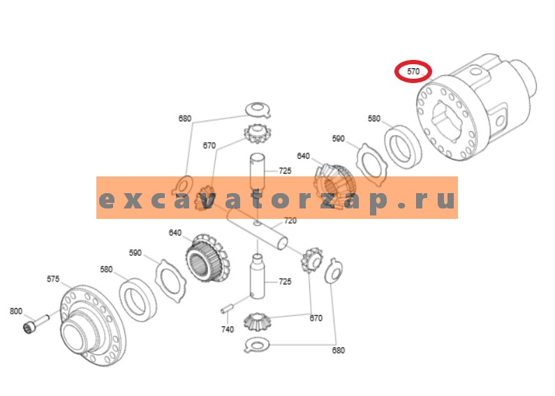Корпус дифференциала 4482.330.006, 4482330006, 4482-330-006 (АНАЛОГ) переднего, заднего мостов экскаватора HYUNDAI R140W, R140W-9S, R170W, R180W