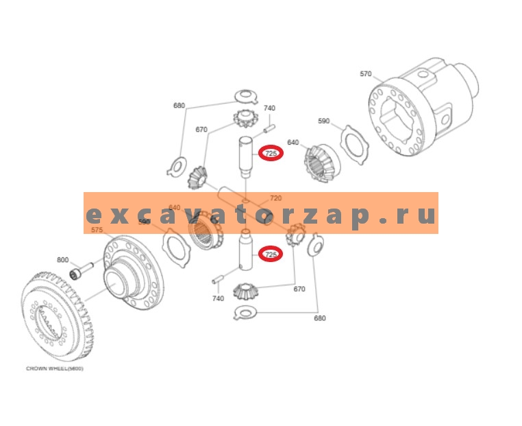 Ось 4482.330.007, 4482330007, 4482-330-007 (АНАЛОГ) переднего, заднего мостов экскаватора HYUNDAI HW140, R140W9, R140W9A, R140W9S, R160W9A, R170W7, R170W7A, R170W9, R170W9S, R180W9A, R180W9S